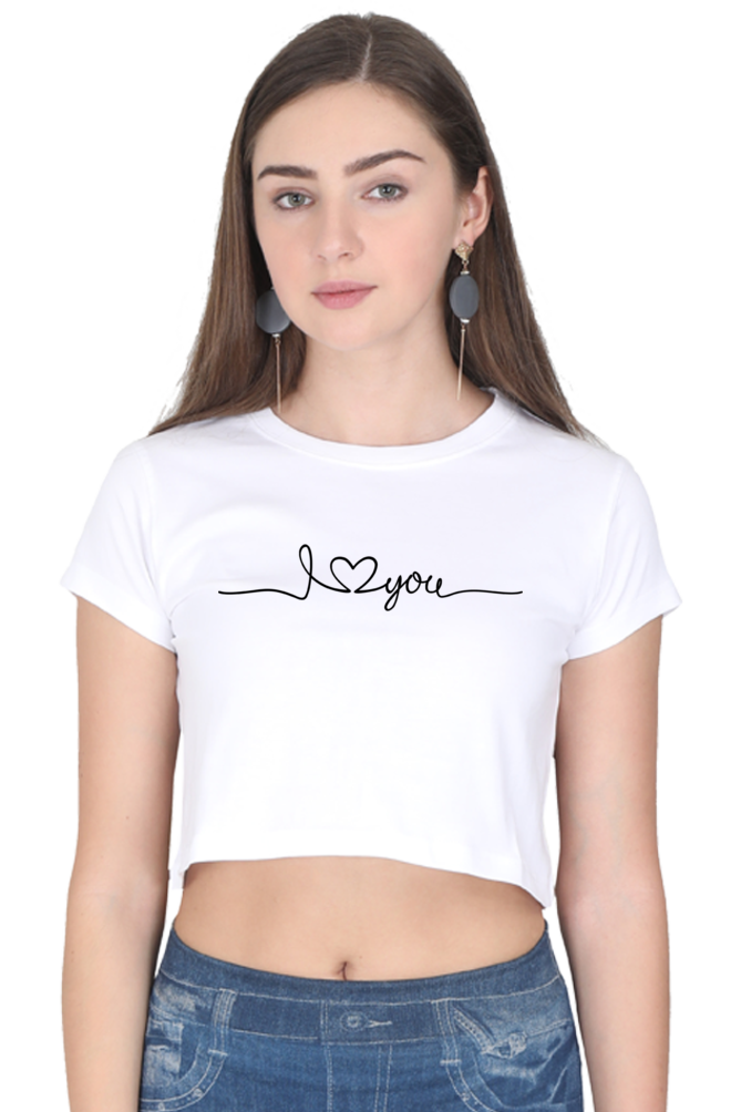 I Love You Printed Women Crop Top | Evrbay