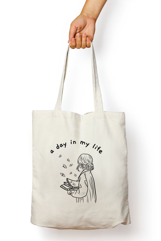 A Day In My Life Tote Bag With Zipper | Evrbay