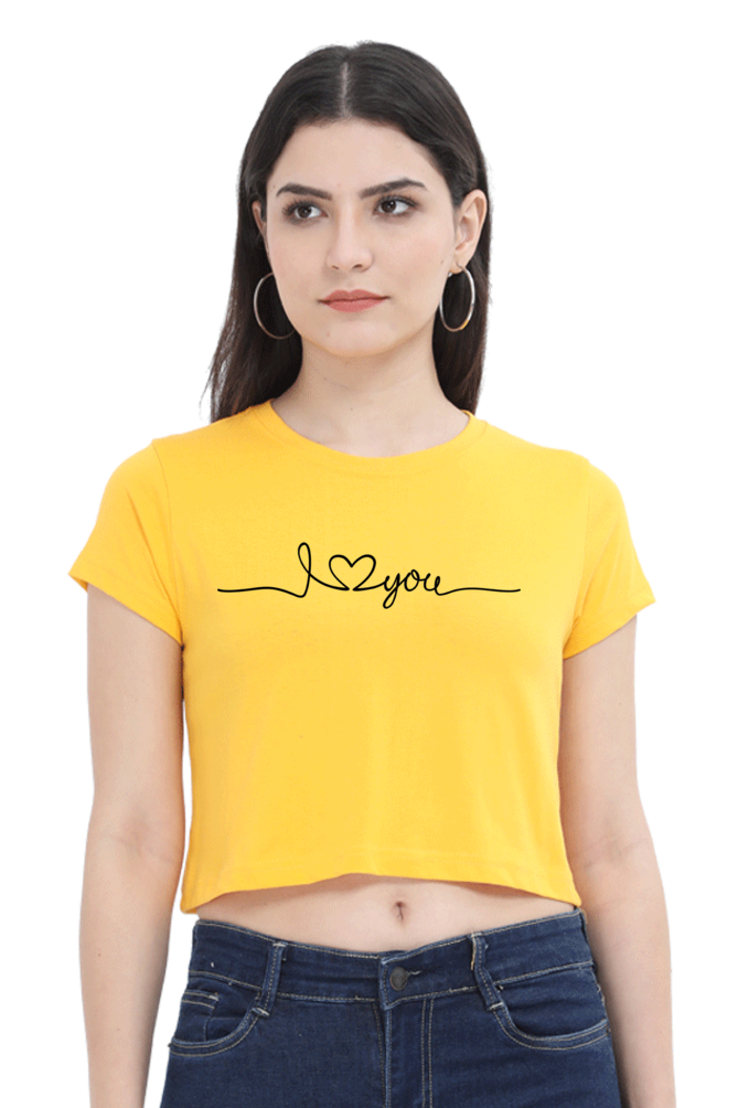 I Love You Printed Women Crop Top | Evrbay