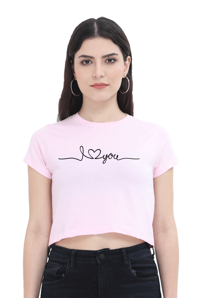 I Love You Printed Women Crop Top | Evrbay