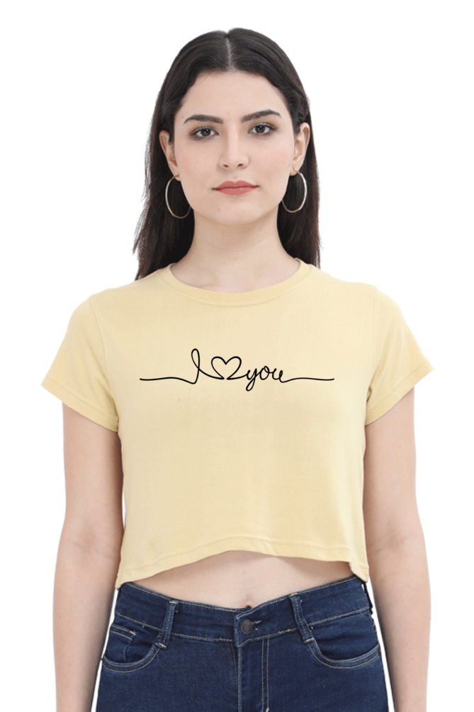 I Love You Printed Women Crop Top | Evrbay