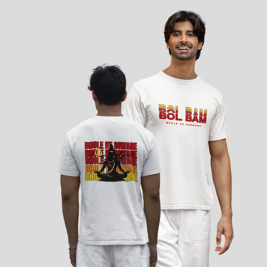 Bol Bam Bhole ke Deewane Dual Side Printed T-Shirt For Men and Women